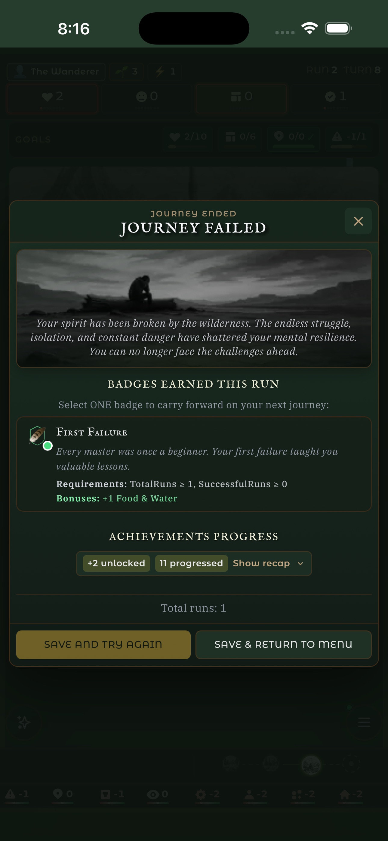 Run failure and trail summary